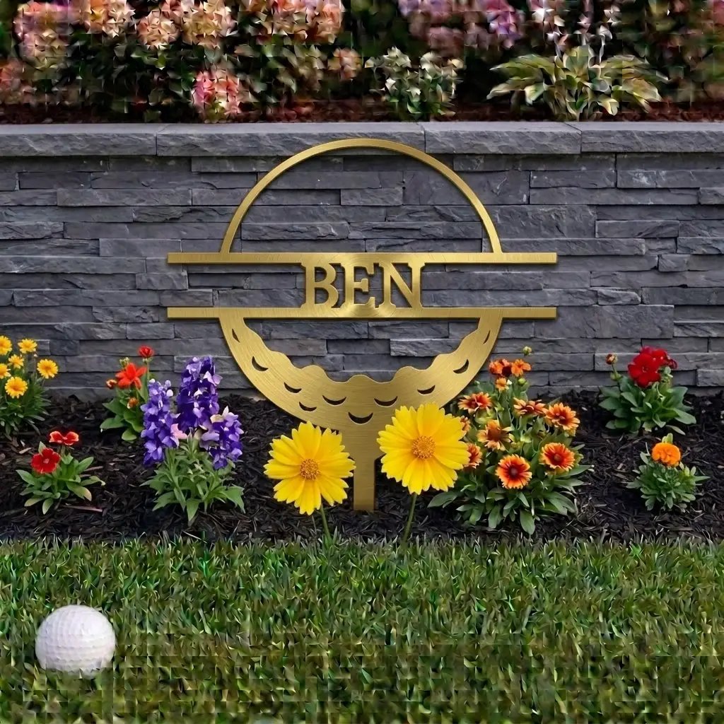 Personalized Golf Garden Stake – Custom Name Golf Tee Sign – Outdoor Yard Decor – Golfer Gift