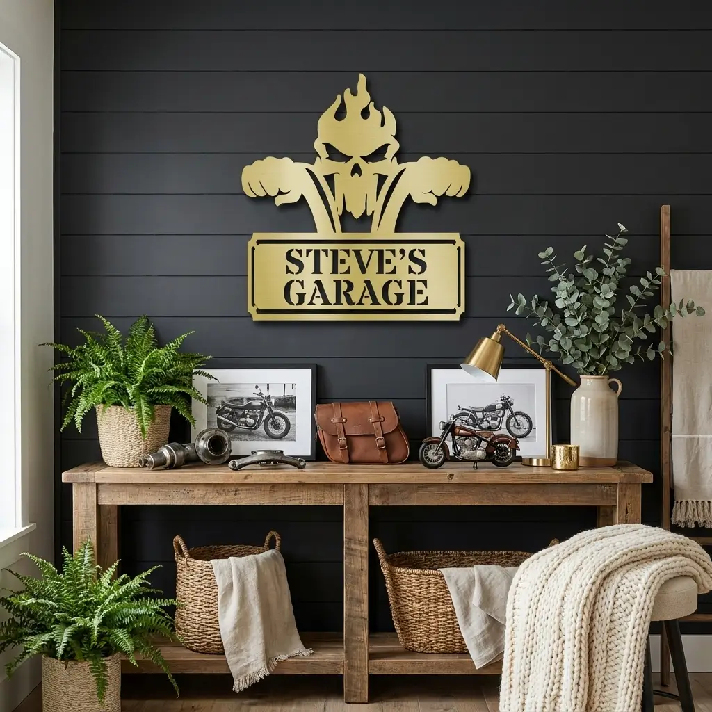 Rough Rider Monogram Personalized Biker Motorcycle Steel Wall Sign Art