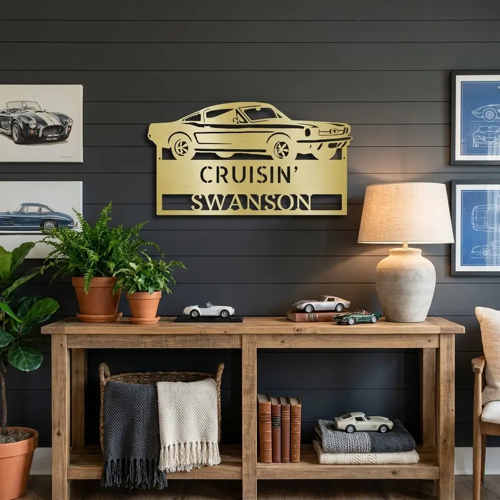 Classic Sports Car Personalized Metal Sign | Muscle Car Garage Wall Art | Custom Car Lover Gift | Made in USA