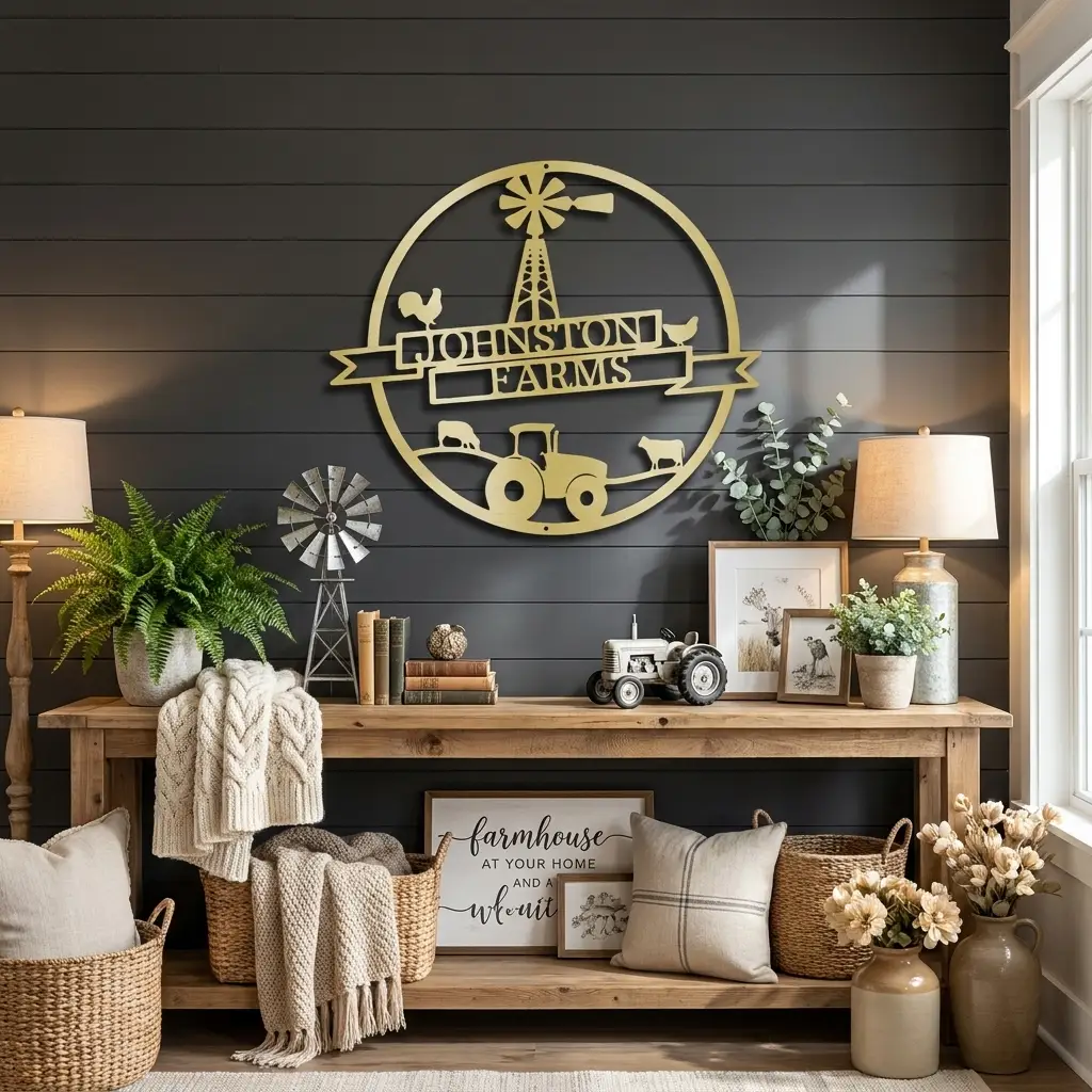 Personalized Tractor & Windmill Farm Metal Sign | Custom Farm Name Wall Art | Rustic Barn & Ranch Decor | Country Farmhouse Steel Sign | Made in USA