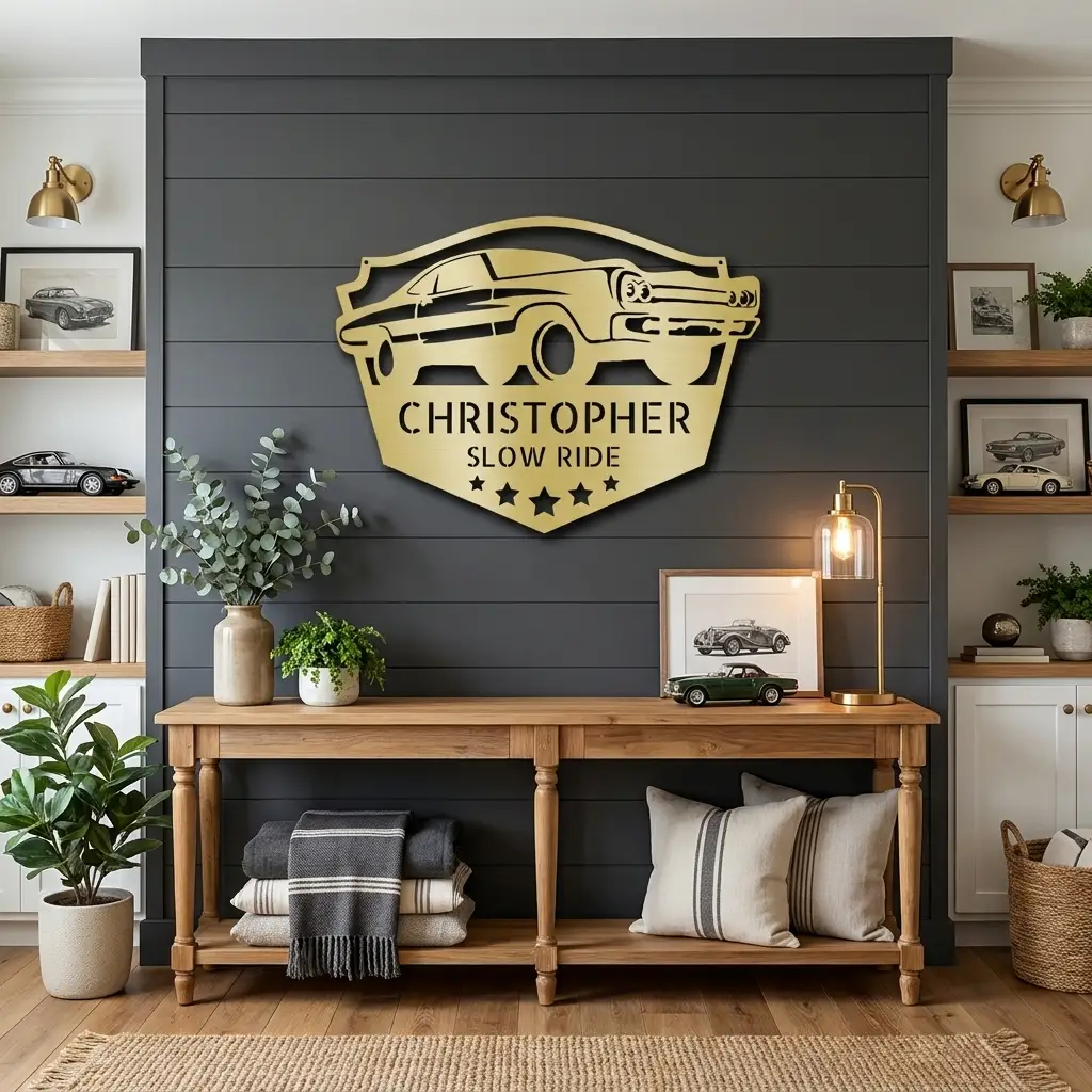 Classic Car Custom Name Indoor Outdoor Steel Wall Sign