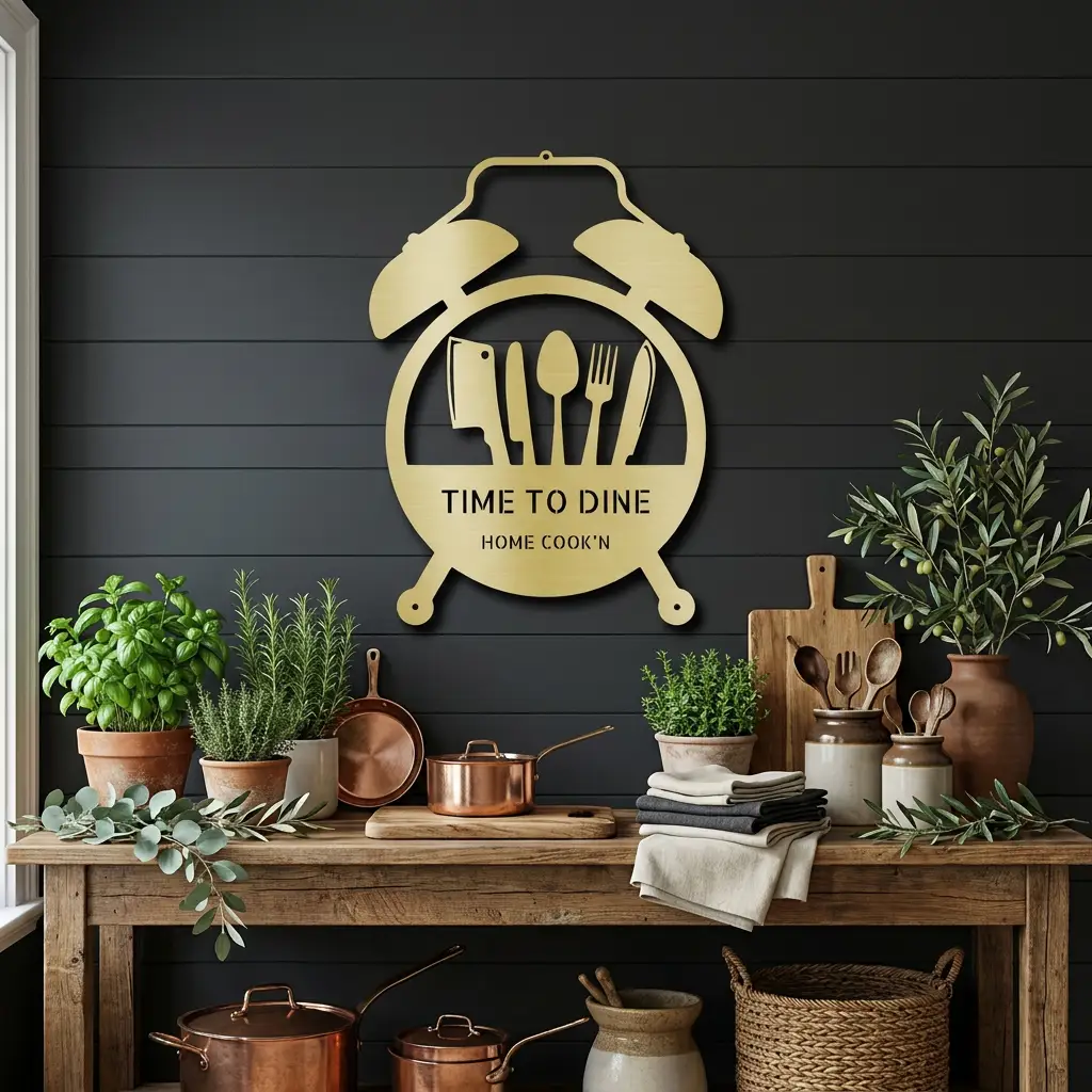 Food Time Kitchen Timer Custom Name Indoor Outdoor Steel Wall Sign