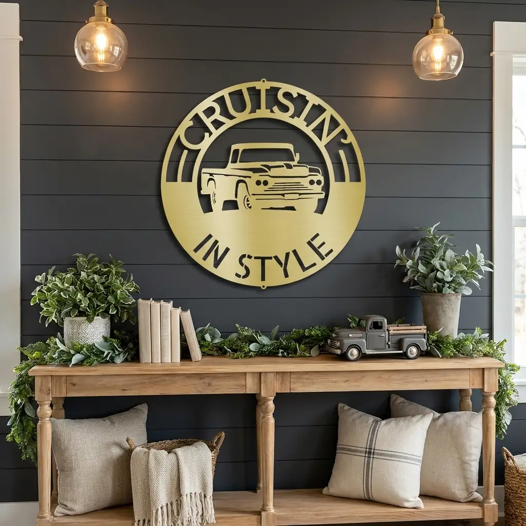 Classic Pickup Truck Personalized Indoor Outdoor Steel Sign Wall Sign