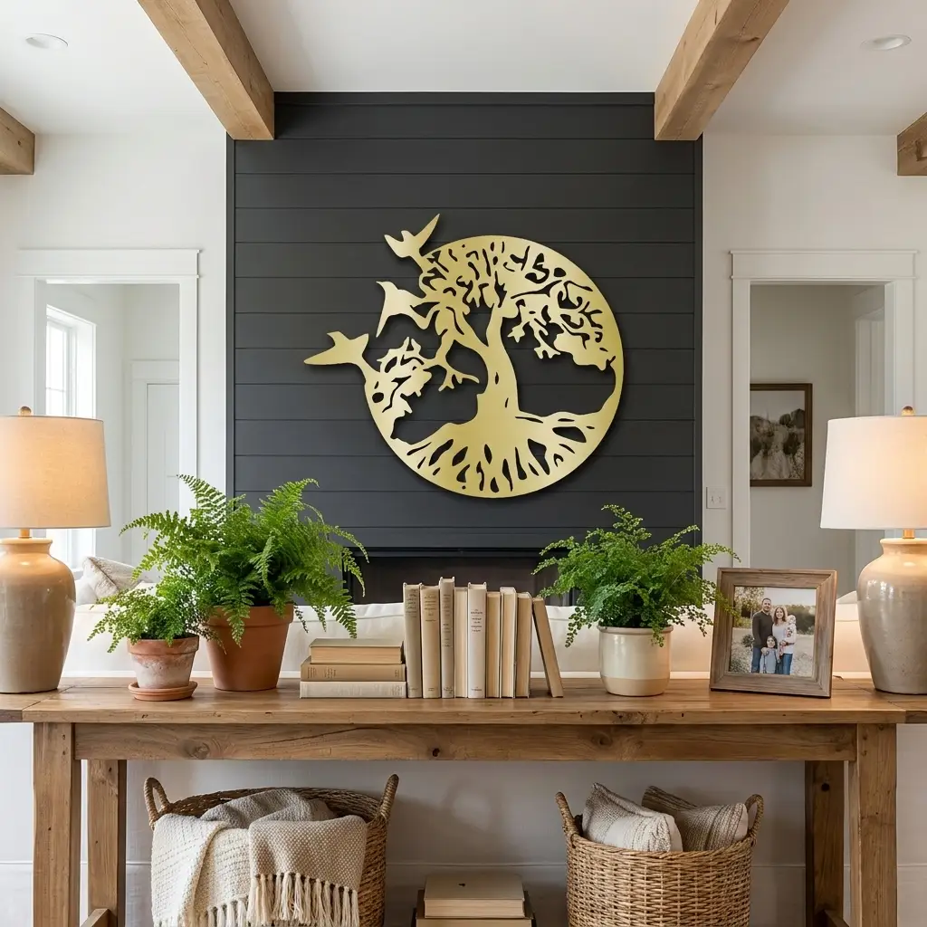 Tree of Life with Birds Metal Wall Art | Nature Inspired Steel Wall Decor | Rustic Tree Silhouette | Made in USA
