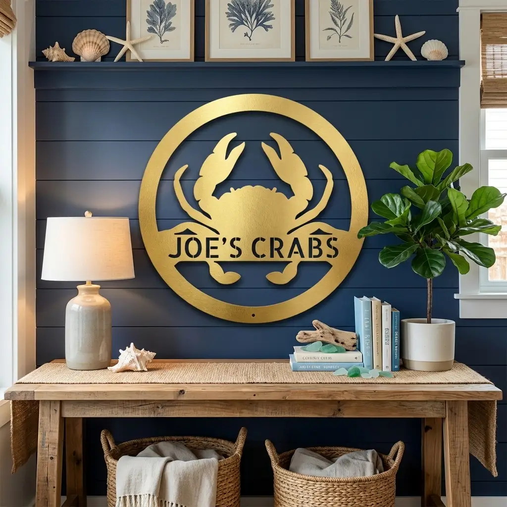 Personalized Crab Metal Wall Art | Custom Crab Shack Sign | Coastal Beach House Decor | Funny Seafood Metal Sign | Custom Outdoor Metal Wall Decor | Made in USA