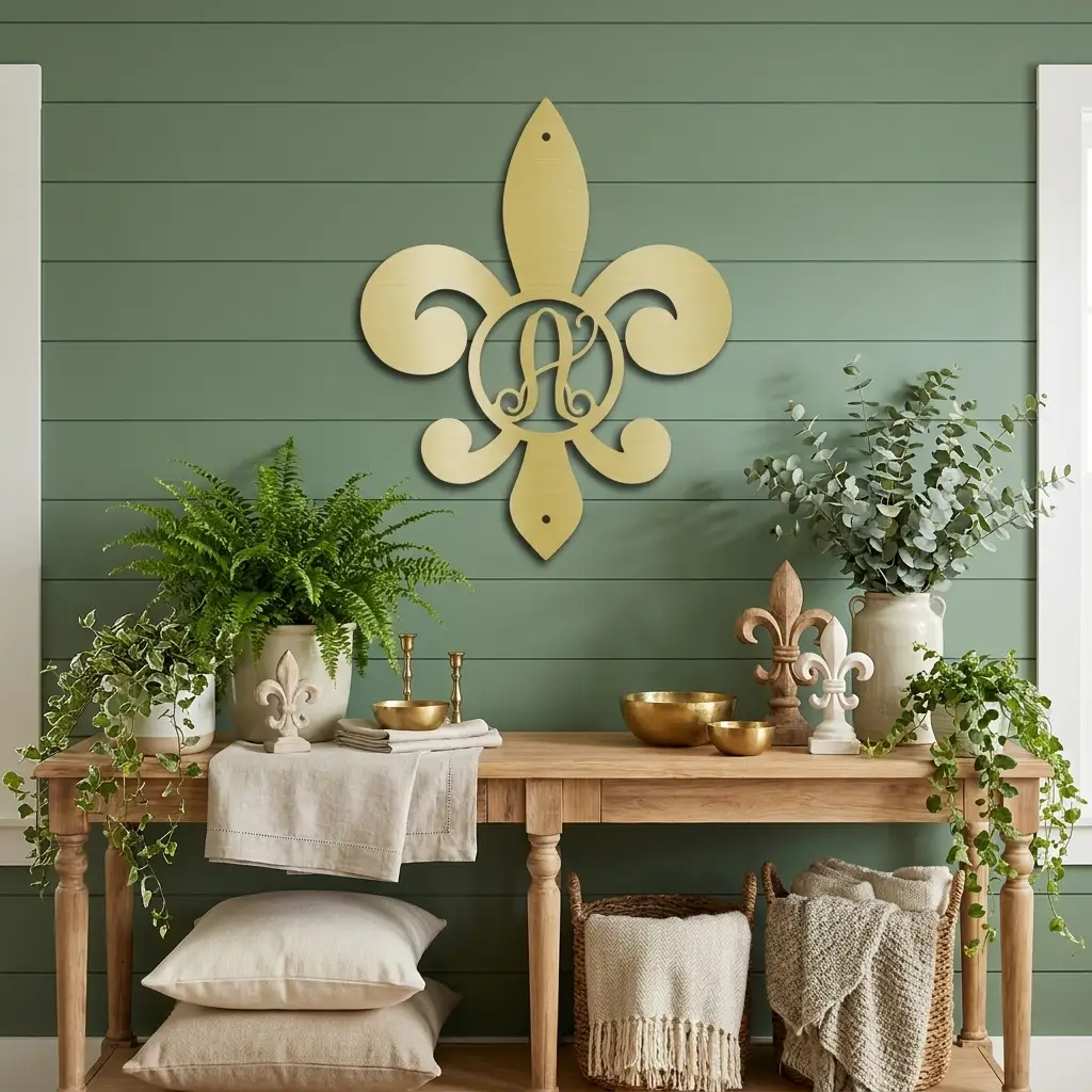 Fleur De Lis Personalized Initial Metal Art Wall Sign