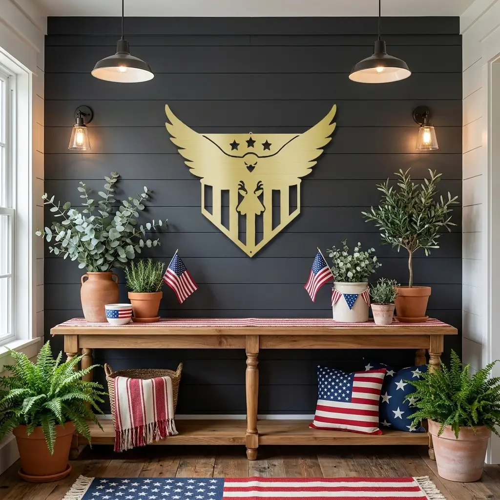 Patriotic Eagle Metal Wall Art | American Flag Inspired Eagle Decor | USA Military & Veteran Gift | Made in USA