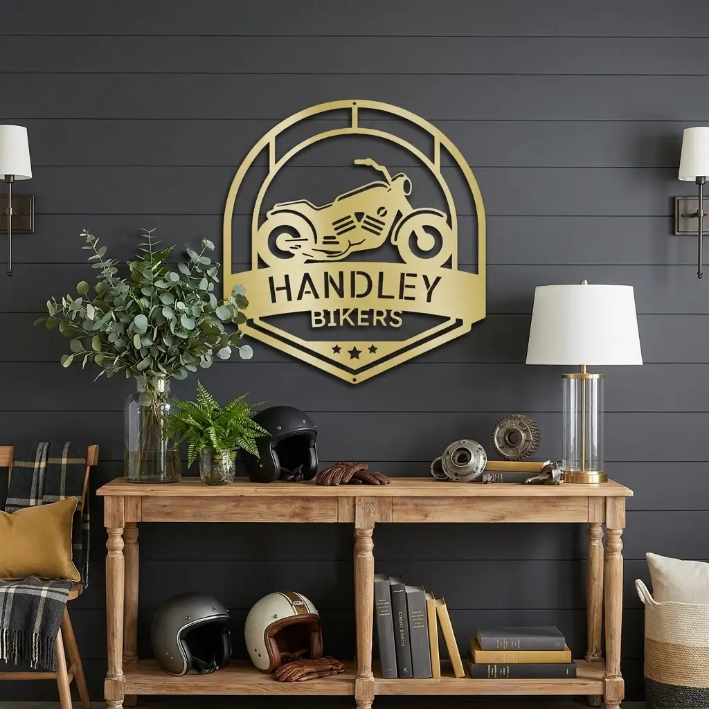 Motorcycle Metal Wall Art – Custom Biker Garage Sign, Personalized Motorcycle Decor, Rider Gift for Dad, Husband or Biker