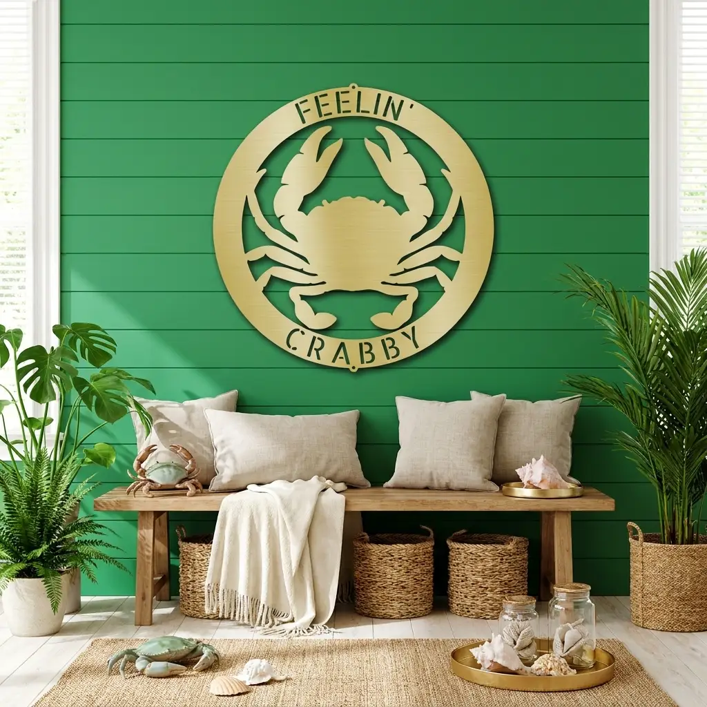 Personalized Crab Metal Wall Art | Custom Crab Shack Sign | Coastal Beach House Decor | Funny Seafood Metal Sign | Custom Outdoor Metal Wall Decor | Made in USA