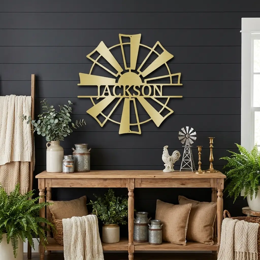 Windmill Cutom Metal Art Rustic Farmhouse