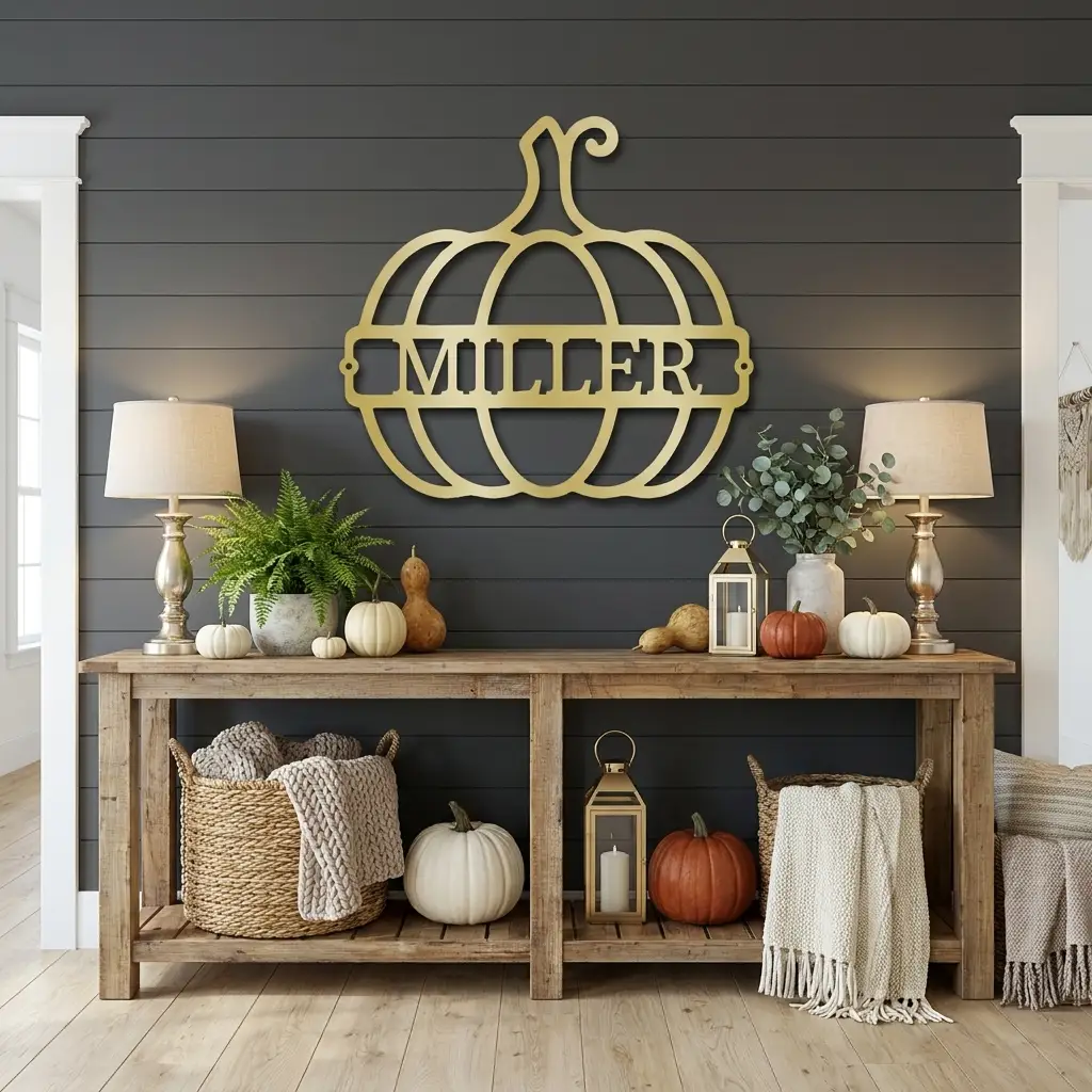 Personalized Pumpkin Metal Sign | Custom Fall Name Sign | Pumpkin Wall Decor | Autumn & Thanksgiving Metal Art | Housewarming Gift | Made in USA