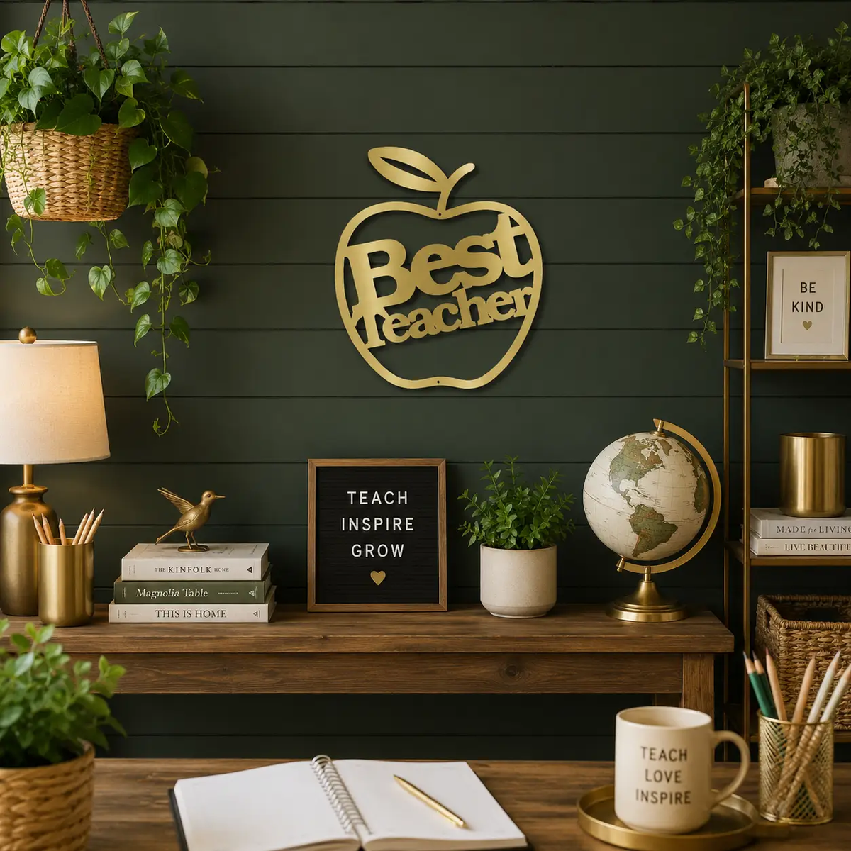 Best Teacher Metal Wall Art | Teacher Appreciation Gift | Apple Classroom Decor | Teacher Office Wall Sign | Made in USA