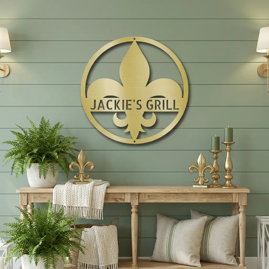 Personalized Fleur de Lis Metal Wall Art | Custom Name Metal Sign | French Country Decor | Family Name Sign | Made in USA