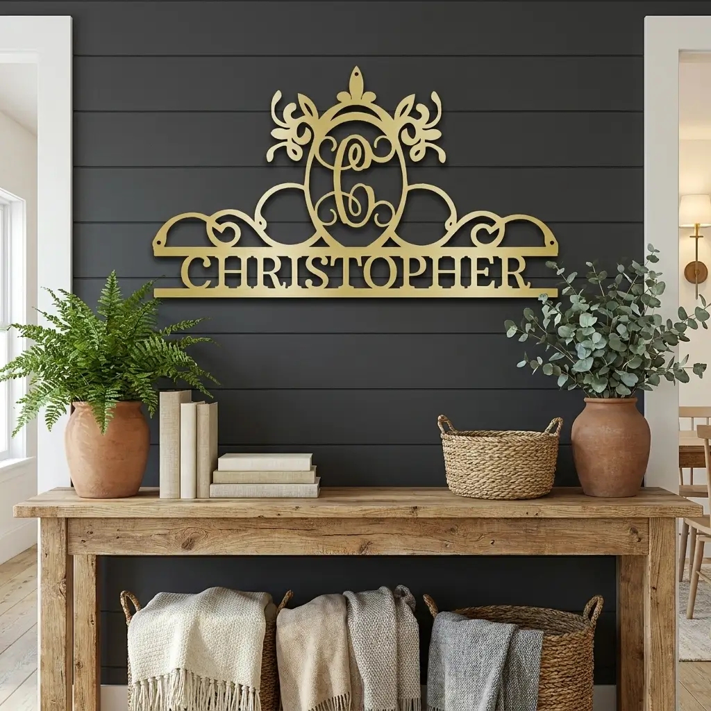 Initial and Name Custom Steel Wall Sign Metal Art