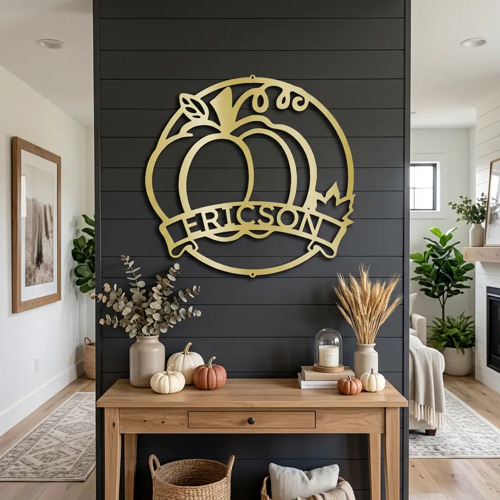 Personalized Pumpkin Metal Wall Art | Custom Family Name Fall Sign | Autumn Harvest Decor | Thanksgiving Wall Hanging | Housewarming Gift | Made in USA