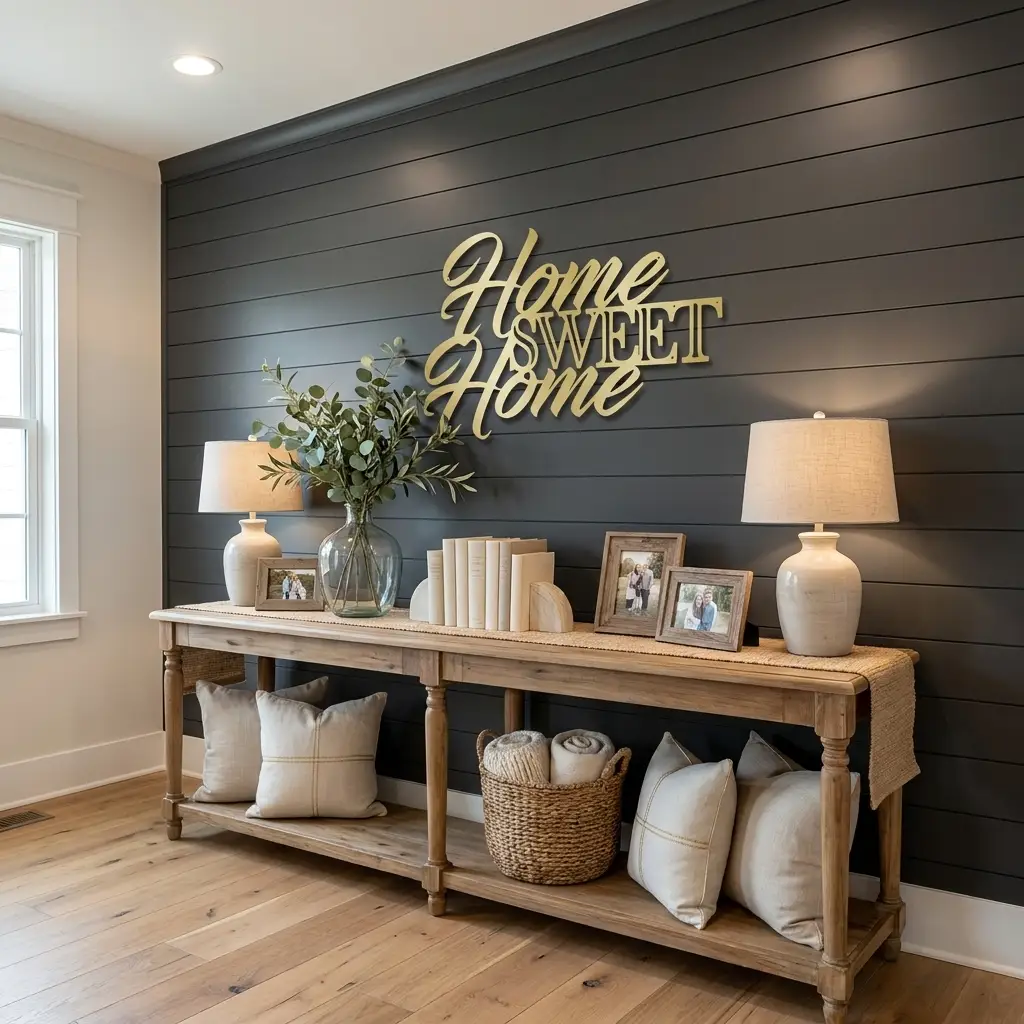 Home Sweet Home Metal Sign, Farmhouse Wall Decor, Script Wall Art, Rustic Home Decor, Housewarming Gift