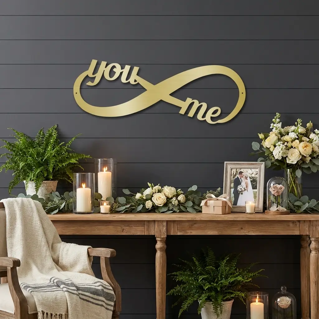 You & Me Infinity Metal Wall Art | Romantic Couple Sign | Wedding, Anniversary & Engagement Gift | Valentine’s Day Decor