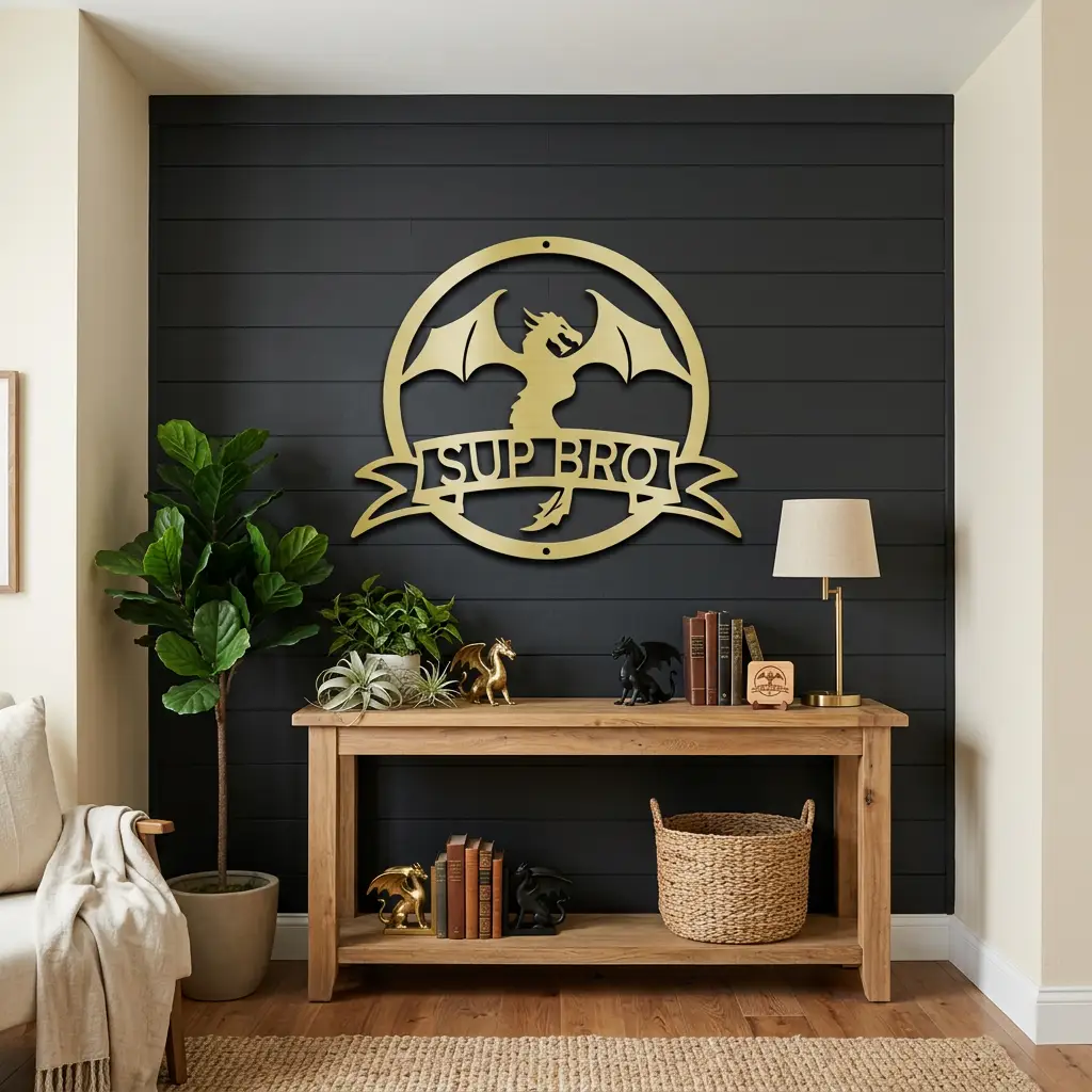 Dragon Banner Personalized Name Metal Art Wall Sign