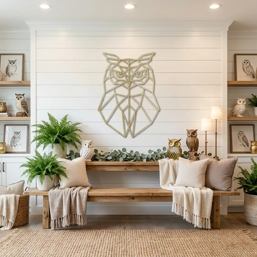 Geometric Owl Metal Wall Art | Modern Owl Metal Decor | Abstract Polygon Owl Wall Hanging | Contemporary Wildlife Wall Art | Nature Inspired Home Decor | Made in USA