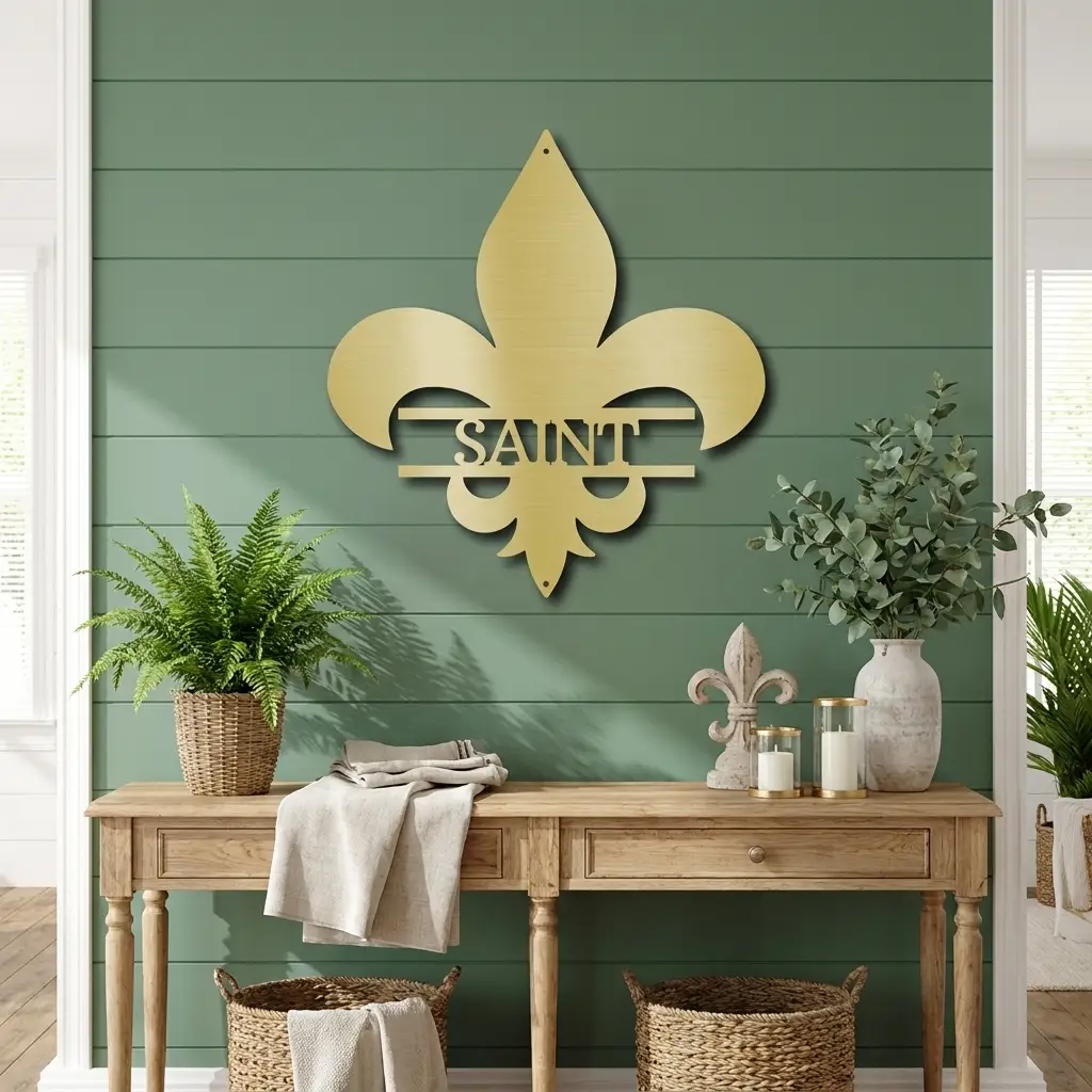 Personalized Fleur De Lis Metal Wall Art – Custom Name Sign – Louisiana Decor – Saints Inspired Wall Decor – Family Name Steel Sign