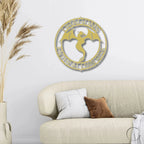 Dragon Ring Monogram Personalized Name Indoor Outdoor Steel Wall Sign Metal Art