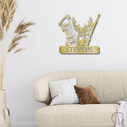Deer Hunter - Bow Hunting Personalized Name Metal Art Wall Sign - Mallard Moon Gift Shop