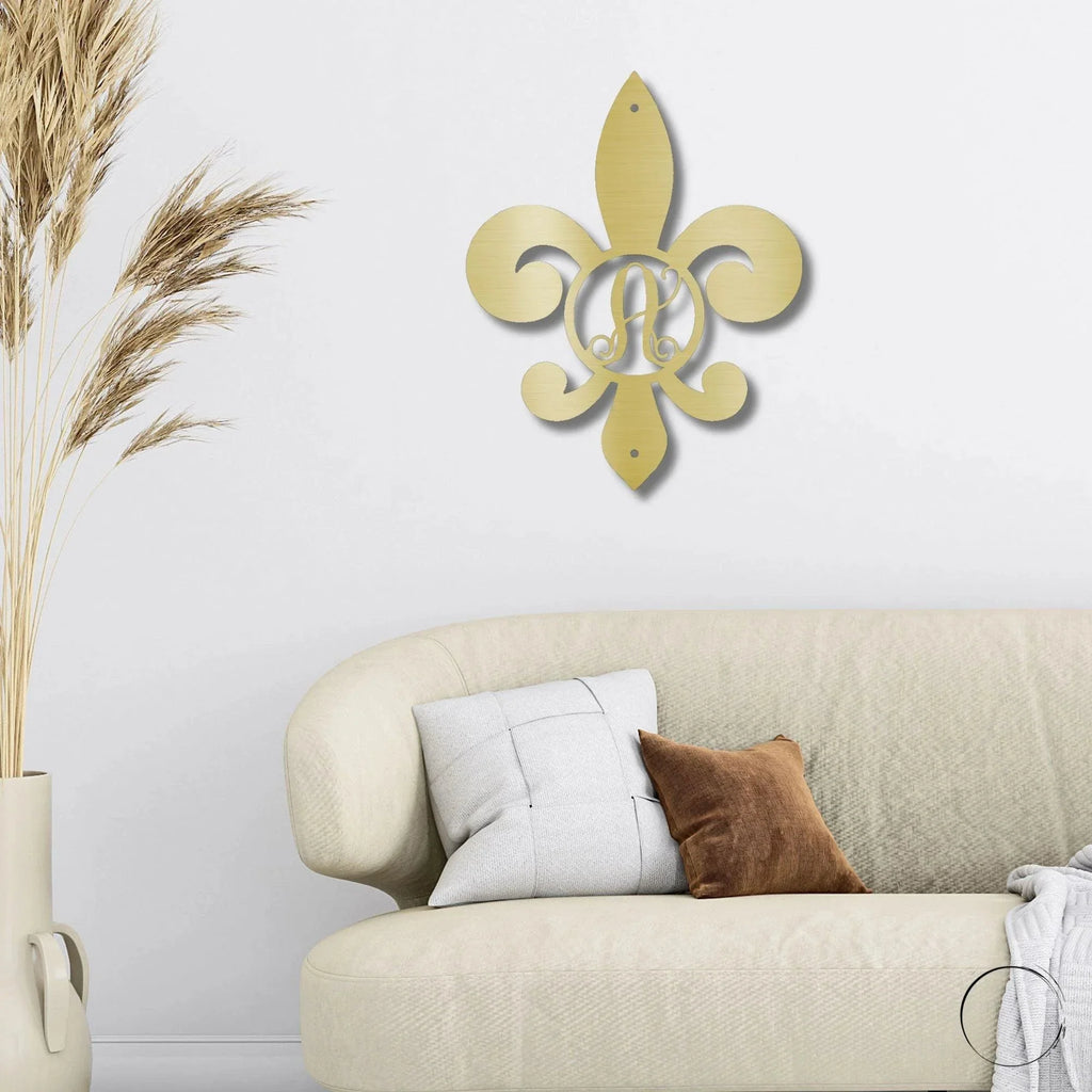 Fleur De Lis Personalized Initial Metal Art Wall Sign