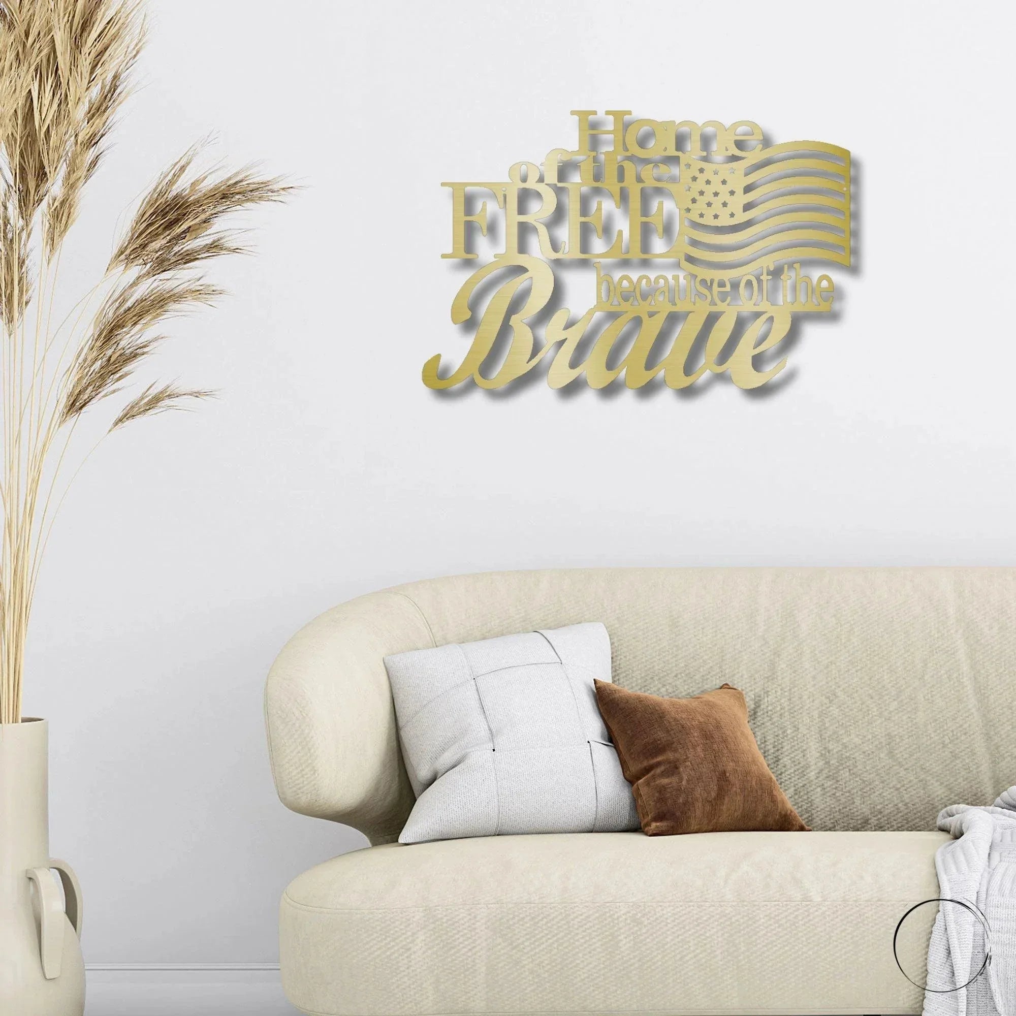 Home of the Free Because of the Brave Metal Wall Art – Patriotic American Flag Sign – Handmade Steel Indoor/Outdoor Décor (5 Sizes, 5 Colors)