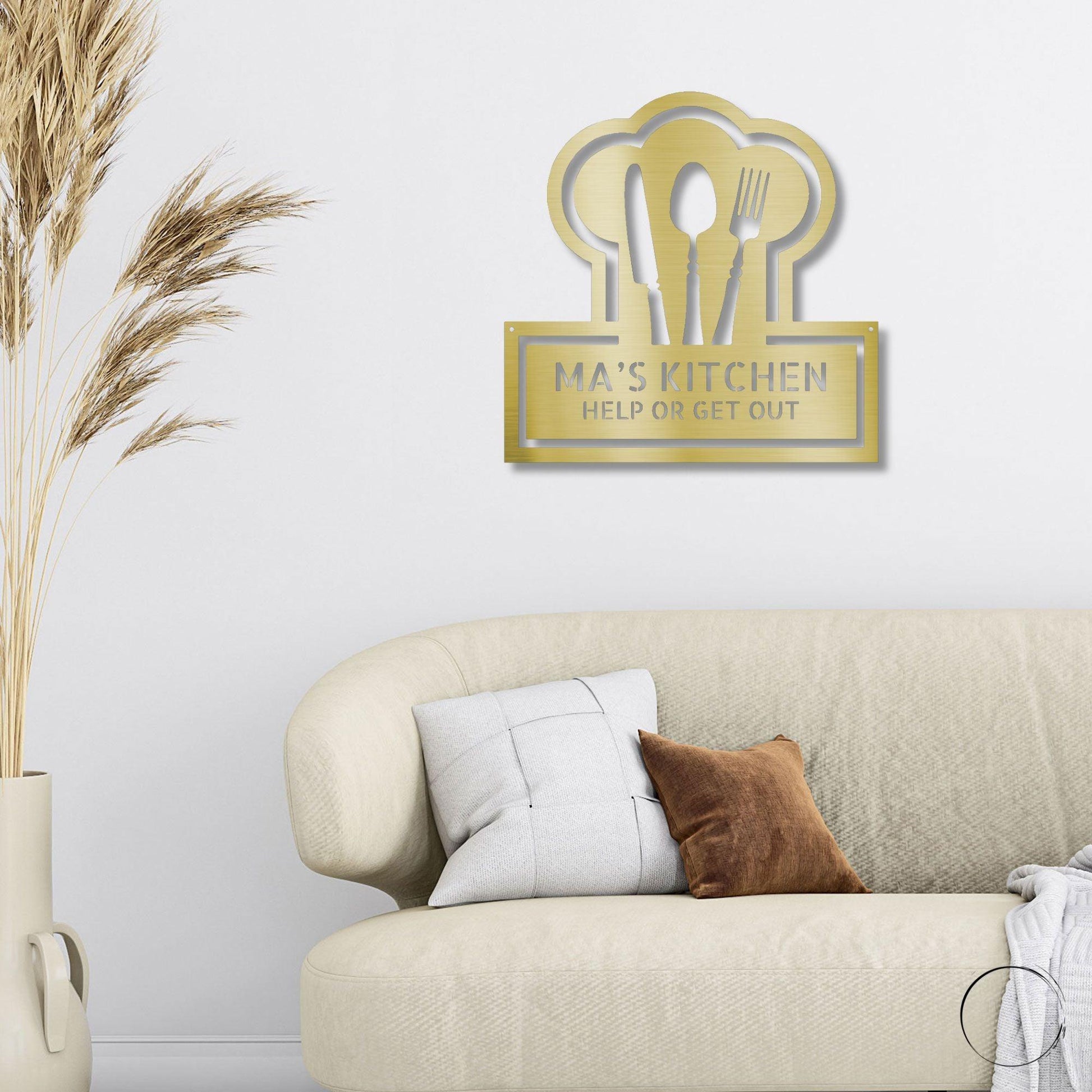 Personalized Kitchen Art - Laser-Cut Metal Wall Sign with Chef Hat Design - Mallard Moon Gift Shop