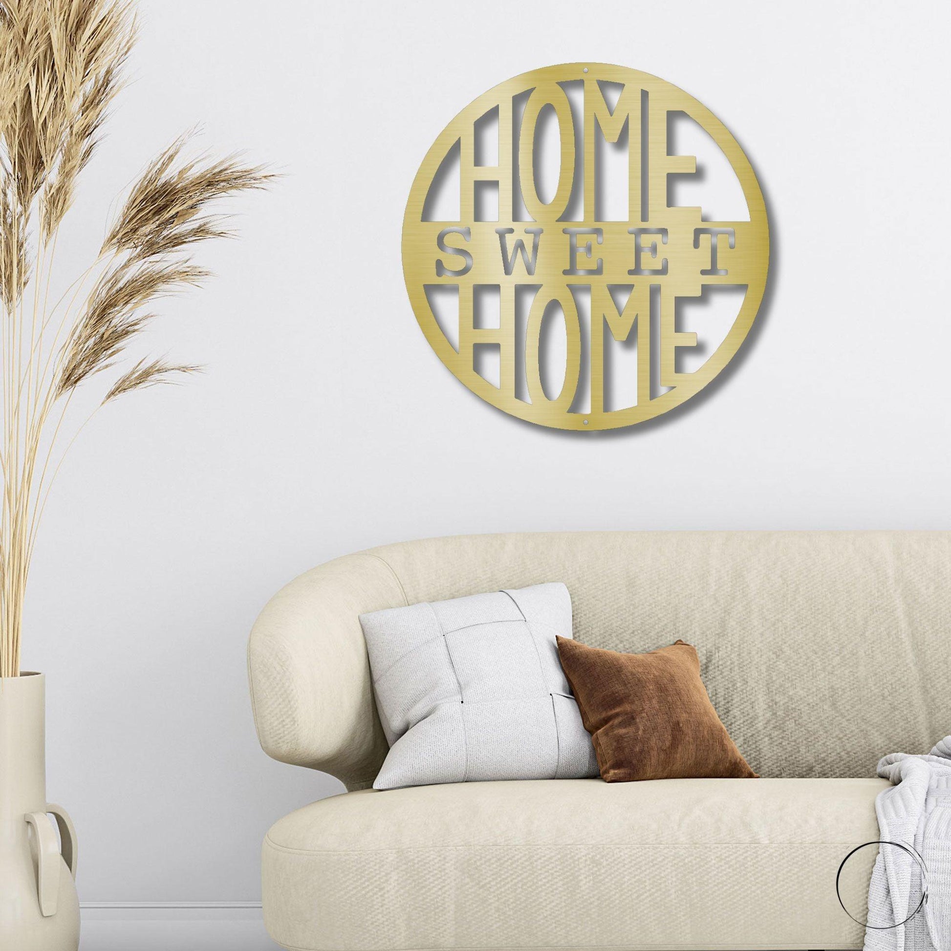 Home Sweet Home Circle Metal Art Wall Sign - Mallard Moon Gift Shop