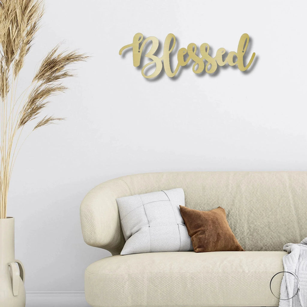 Blessed Word Script Indoor Outdoor Steel Walll Sign