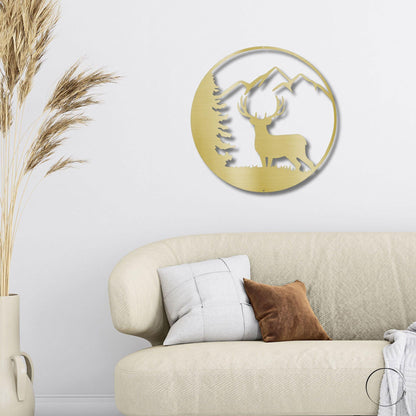 Deer Scene Metal Art Wall Sign - Mallard Moon Gift Shop
