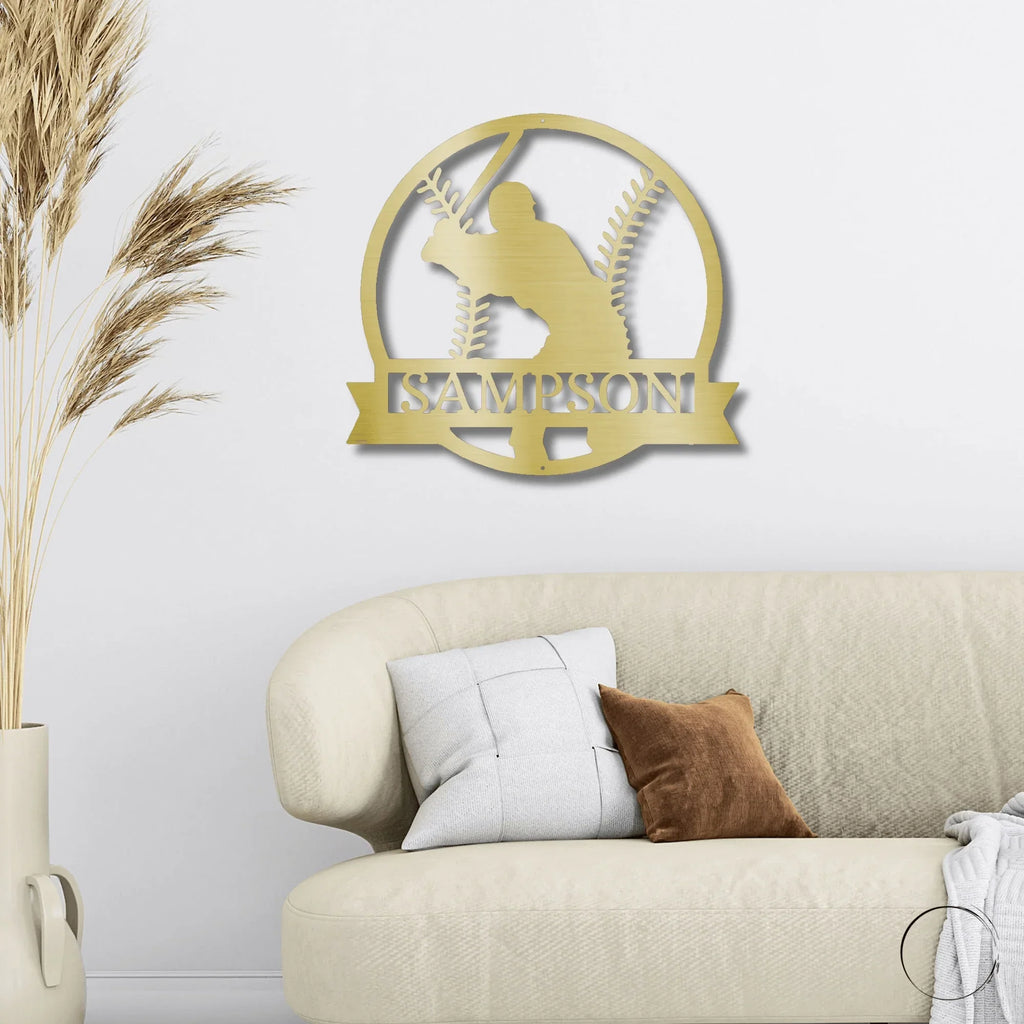 Baseball Player Custom Name Metal Art Wall Sign