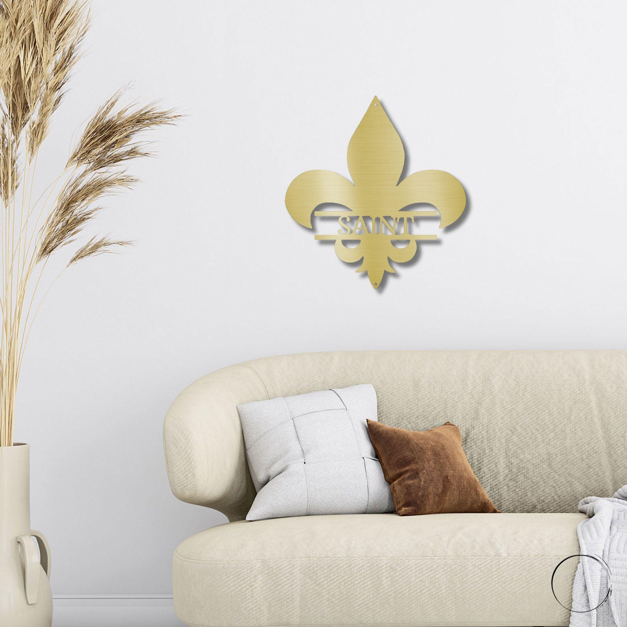 Classic Fleur De Lis Personalized Indoor Outdoor Steel Wall Sign - Mallard Moon Gift Shop