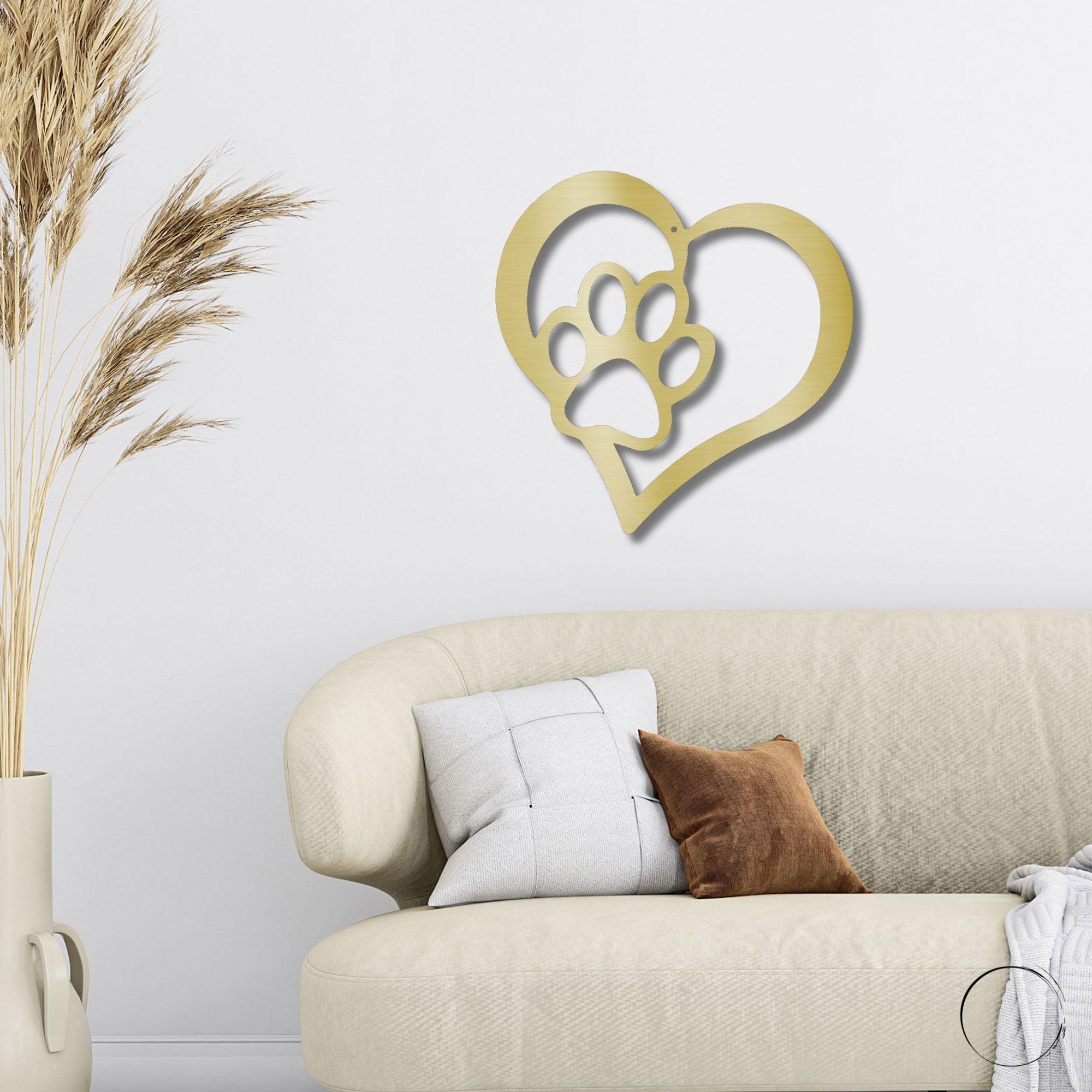 Puppy Love Paw Print Metal Art Wall Sign - Mallard Moon Gift Shop