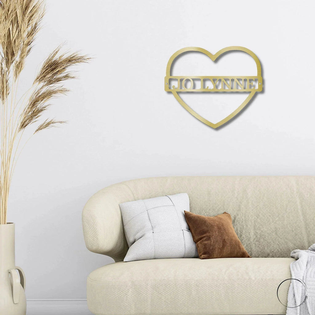 Custom Heart Shaped Monogram Personalized Steel Wall Sign