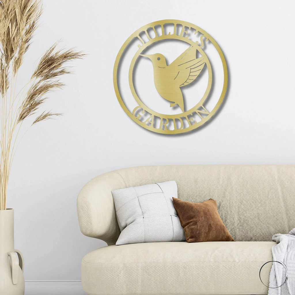 Hummingbird Monogram Personalized Metal Art Wall Sign