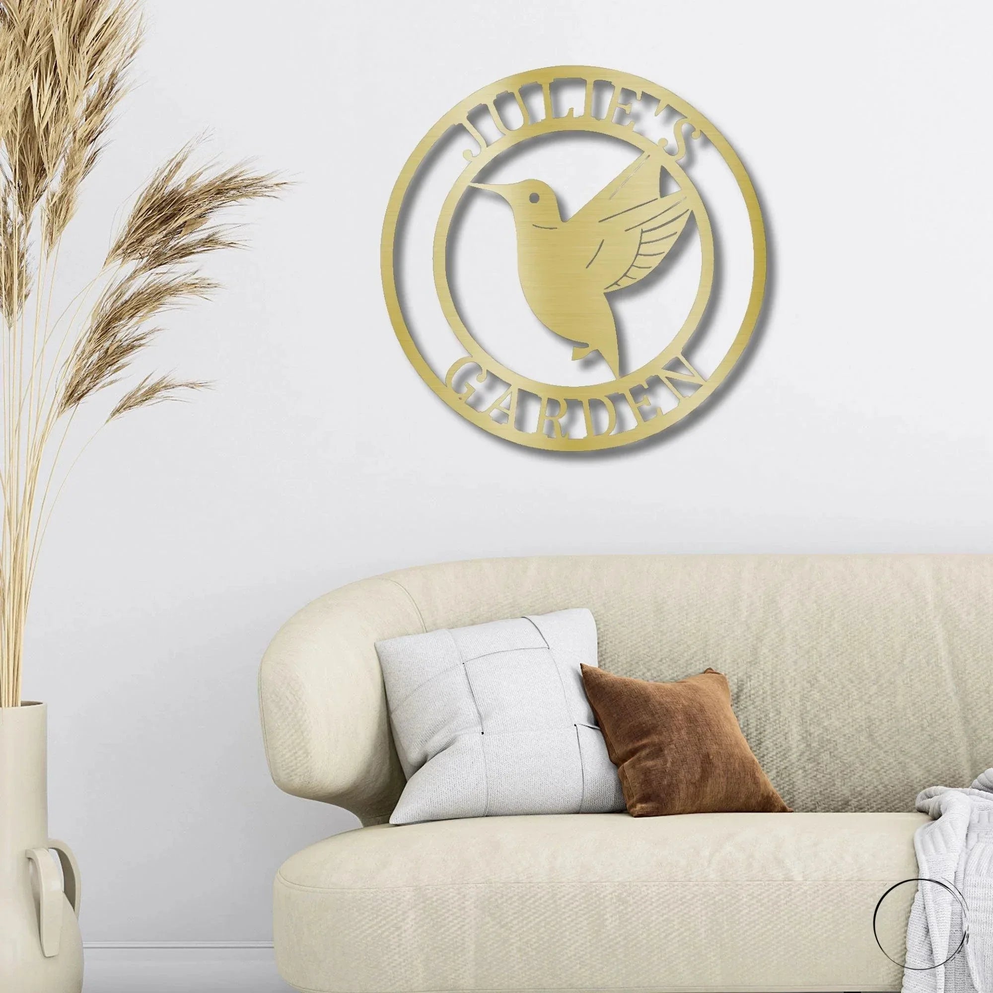 Hummingbird Monogram Personalized Metal Art Wall Sign