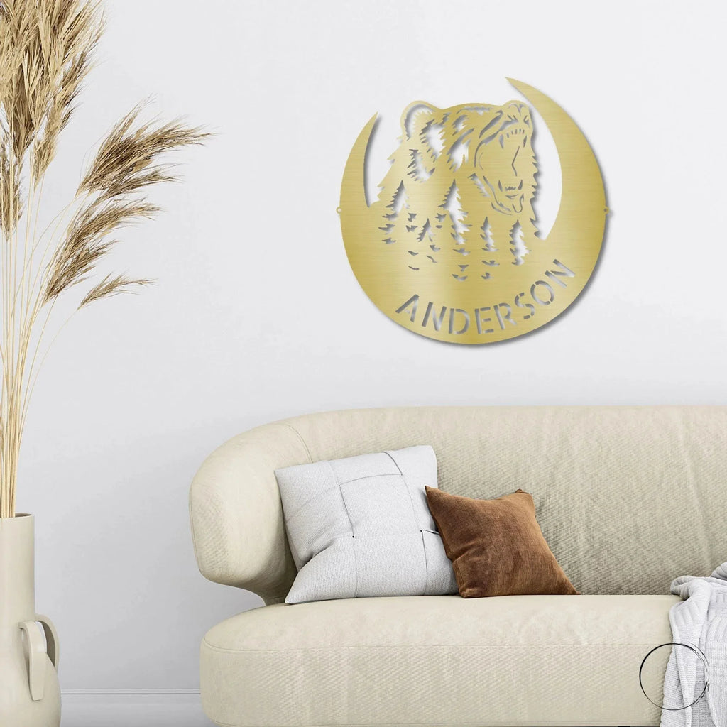 Roaring Bear Custom Name Indoor Outdoor Steel Wall Sign