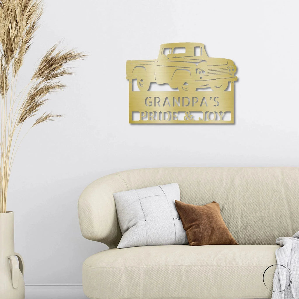 Classic Pickup Truck Custom Name Metal Wall Art