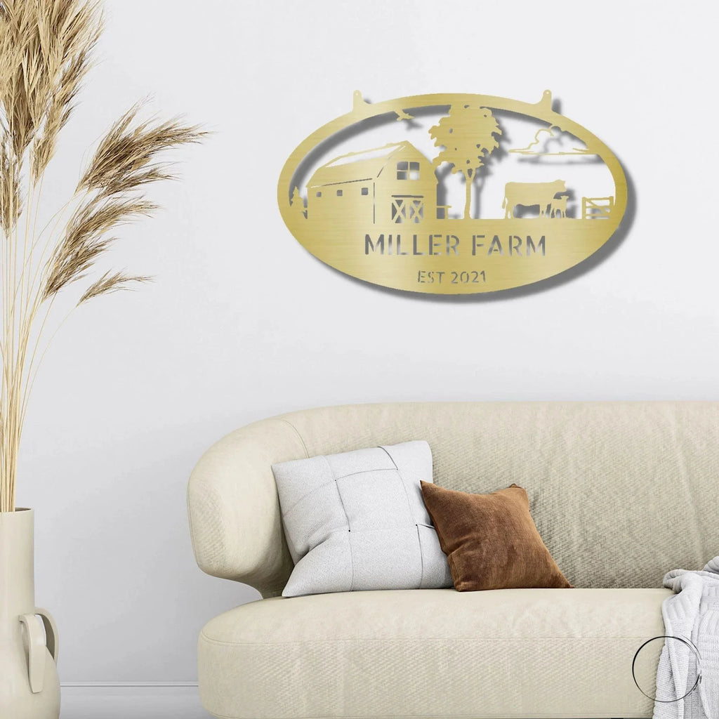 Farmstead Custom Name Monogram Indoor Outdoor Steel Wall Sign