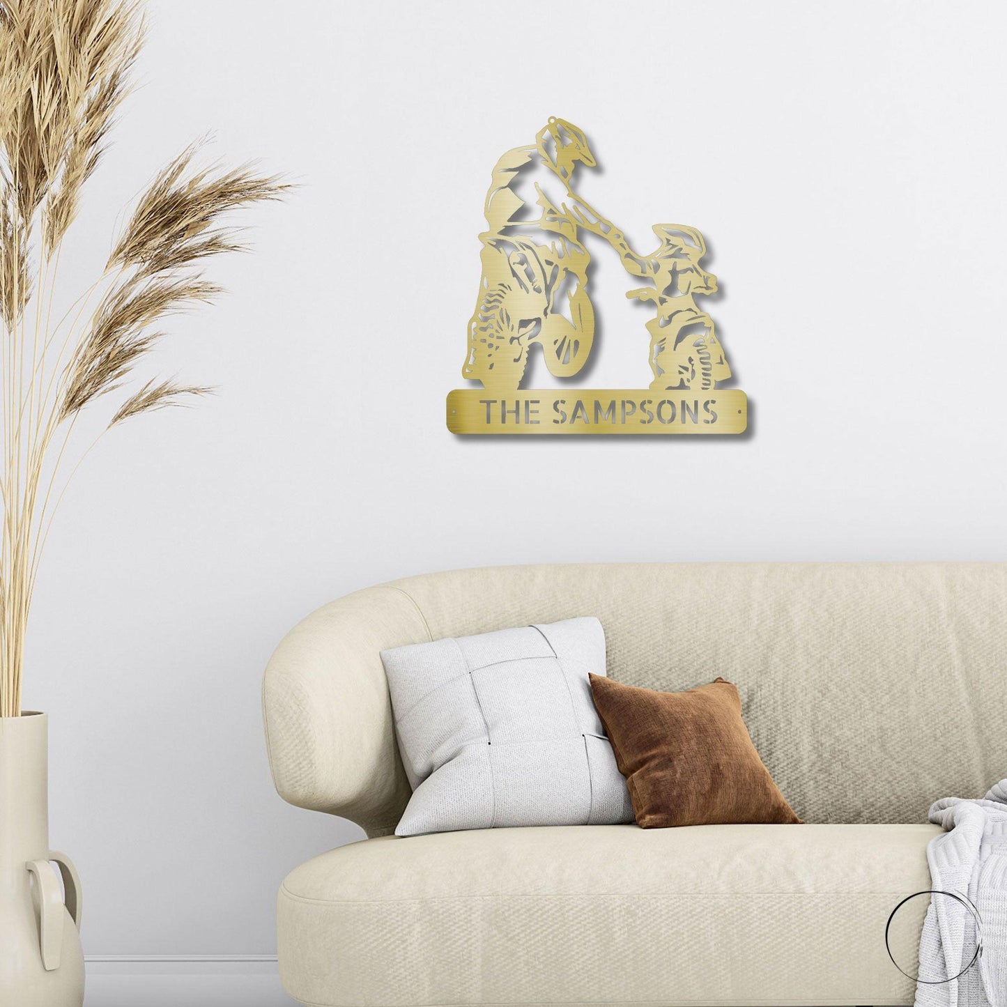Father and Son Motocross Personalized Name Indoor Outdoor Steel Wall Sign Metal Art - Mallard Moon Gift Shop