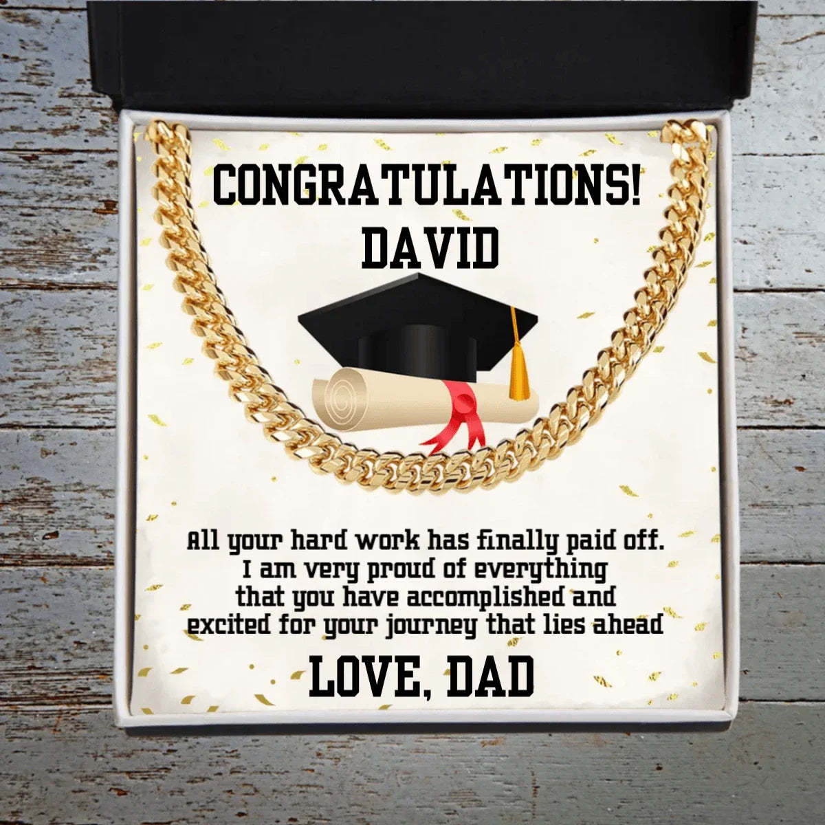 Graduation Gift for Son from Mom and Dad Personalized Cuban Link Chain Necklace