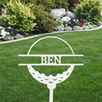 Golf Ball Tee Personalized Name Address Outdoor Steel Stake Sign Metal Art Yard Sign