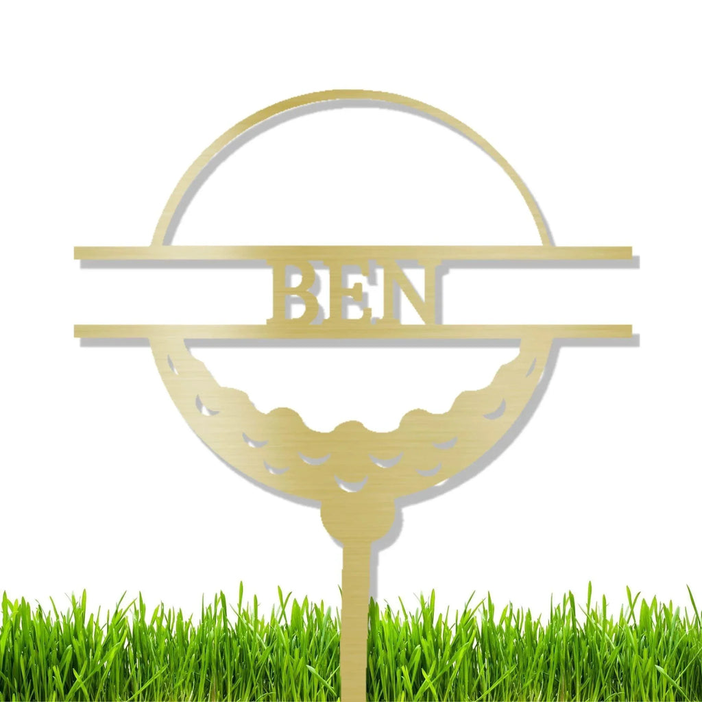 Golf Ball Tee Personalized Name Address Outdoor Steel Stake Sign Metal Art Yard Sign