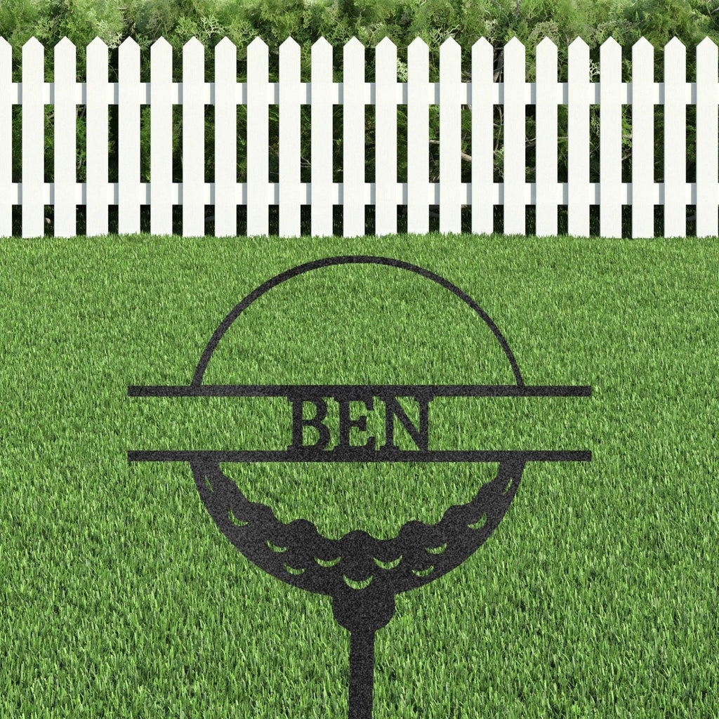 Golf Ball Tee Personalized Name Address Outdoor Steel Stake Sign Metal Art Yard Sign