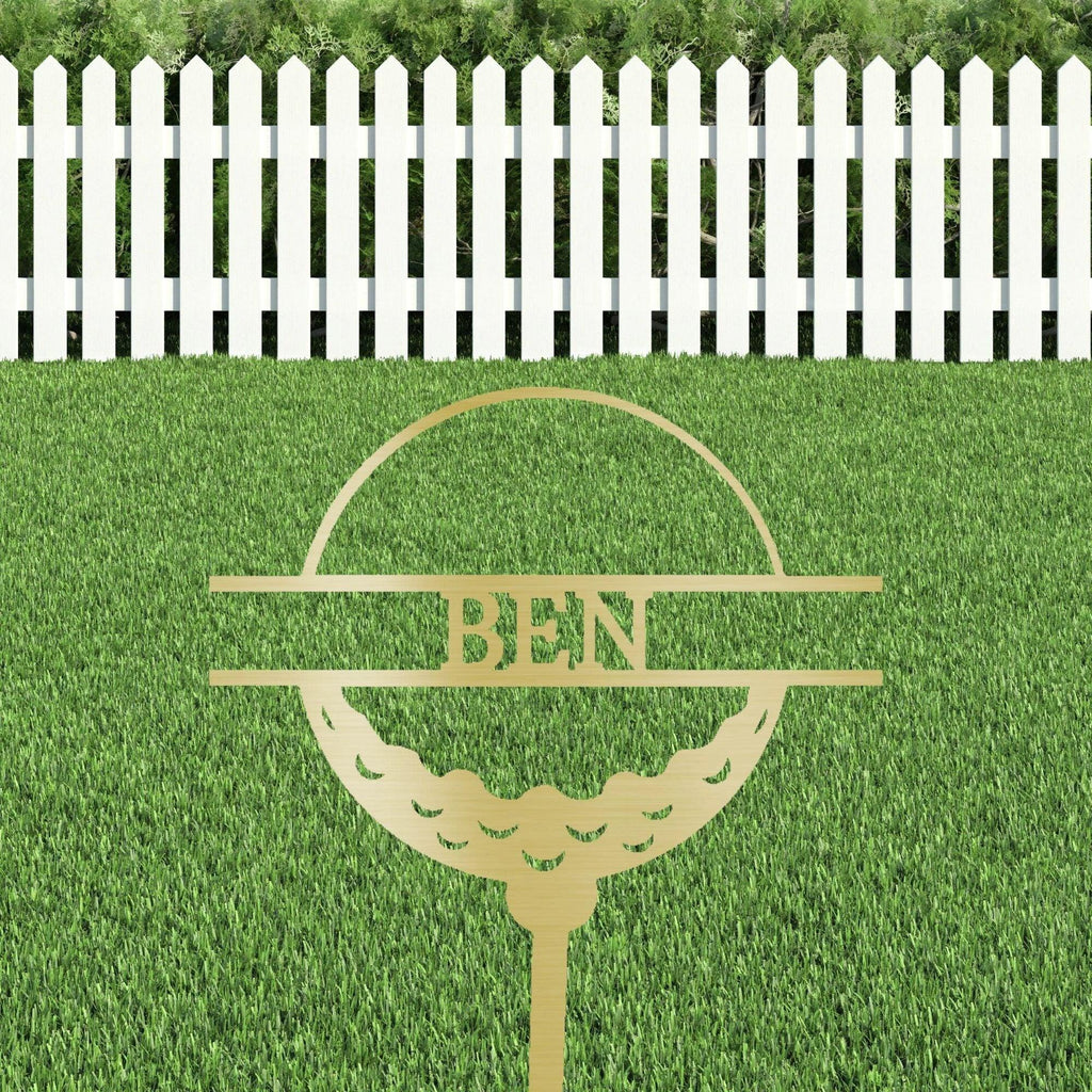 Golf Ball Tee Personalized Name Address Outdoor Steel Stake Sign Metal Art Yard Sign
