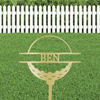 Golf Ball Tee Personalized Name Address Outdoor Steel Stake Sign Metal Art Yard Sign