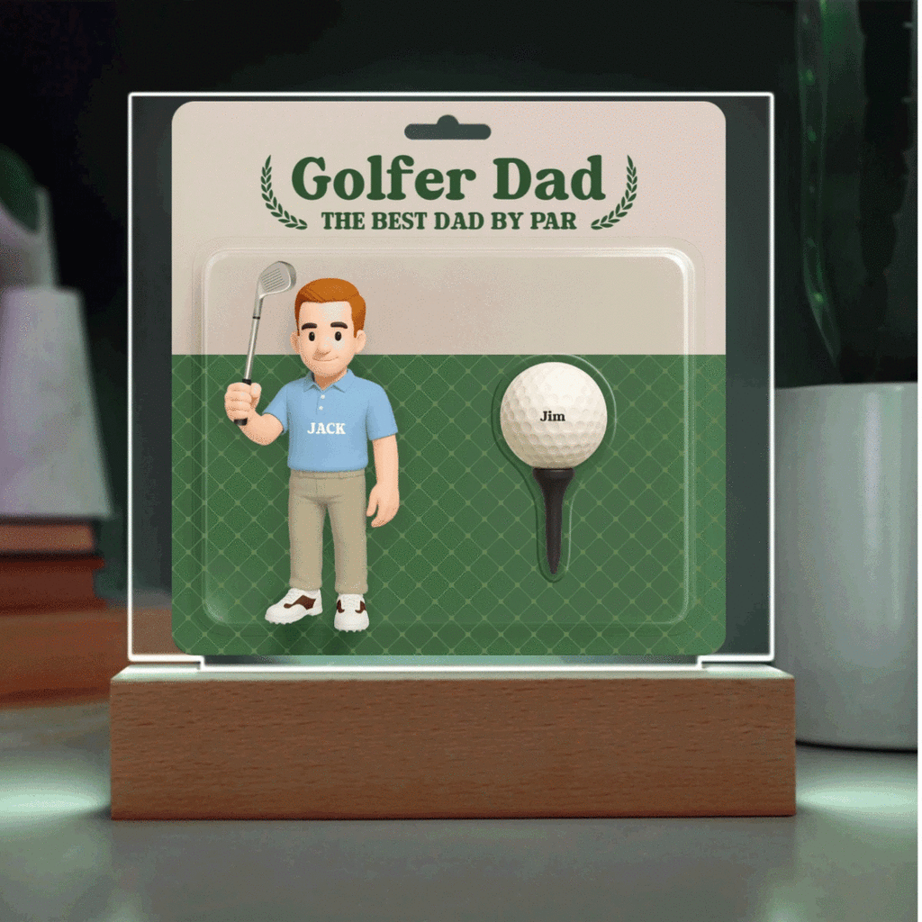 Golfer Dad Personalized Gift Plaque – Custom Golf Balls with Kids' Names – “The Best Dad by Par” Father's Day Gift from Children