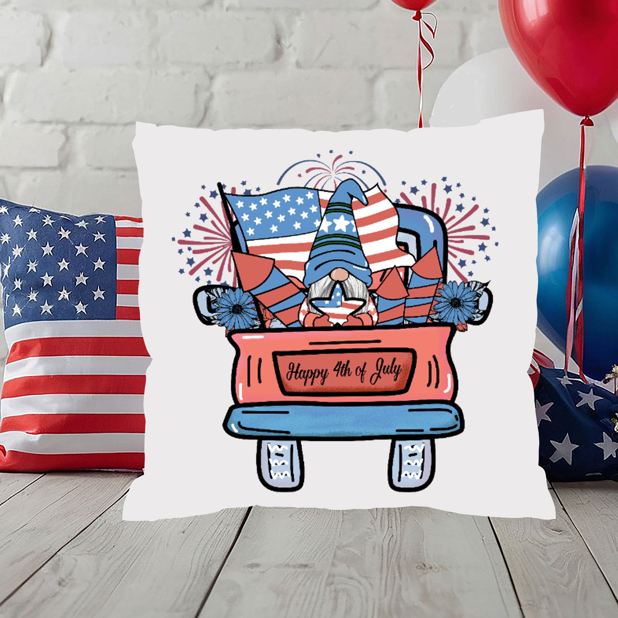 July Gnome Patriotic Comfy Indoor-Outdoor Pillow - Mallard Moon Gift Shop
